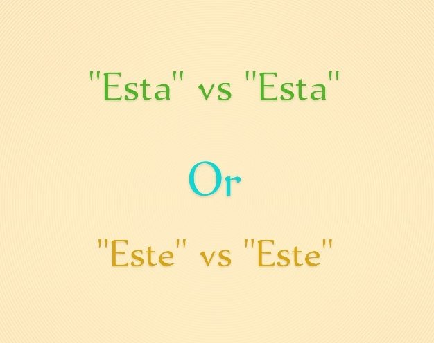 “Está” vs “Esta” or “Esté” vs “Este”